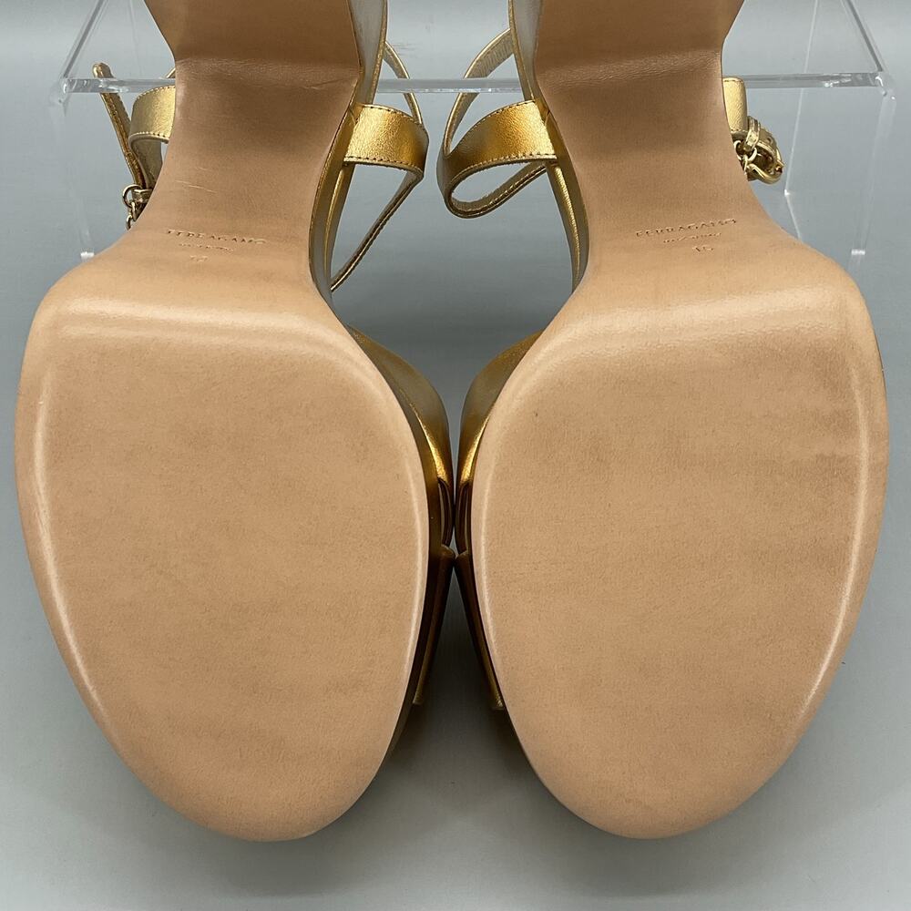 NEW Ferragamo Women’s Savia Platform Sandals Gold Size 10C - Picture 11 of 11